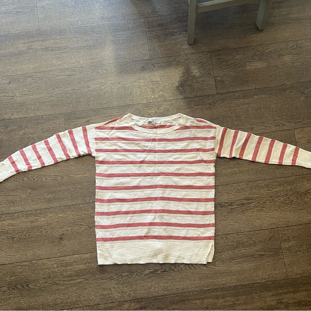 LOFT long sleeve crew neck striped shirt